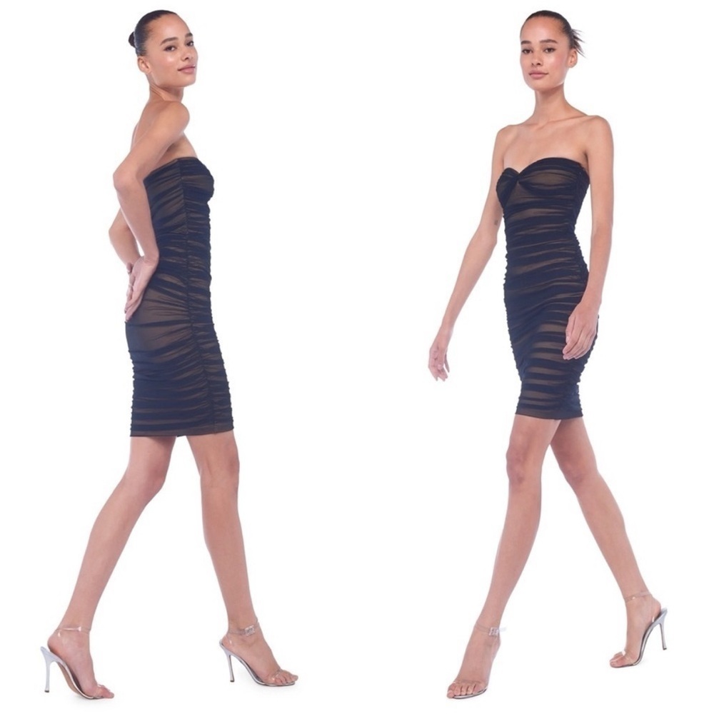 NWT Perfect NORMAKAMALI WALTER DRESS TO KNEE mesh strapless XL - Picture 3 of 13